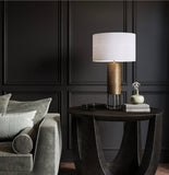 modern sleek table lamp brass