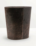 Hyde-Park Dark Brown Calf Hair and Canvas Oval Trashcan - Herringbone and Company