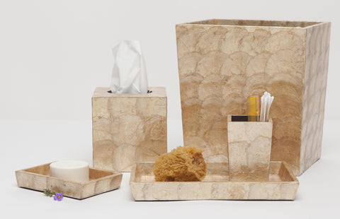 Andrea Natural Capiz Shell Bathroom Accessories GOLD - Herringbone and Company