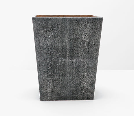 Cruxby Gray Shagreen and Wood Trashcan - Herringbone and Company