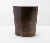 Hyde-Park Dark Brown Calf Hair and Canvas Oval Trashcan - Herringbone and Company