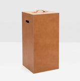 Barrett Aged Camel Leather Square Hamper - Herringbone and Company
