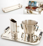 Vallia Nickel Silver and Onyx Large Rectangular Tray MULTIPLE COLORS AVAIL. - Herringbone and Company