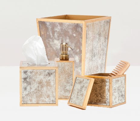 Altwater Antiqued Mirror and Gold Leaf Bathroom Accessories - Herringbone and Company