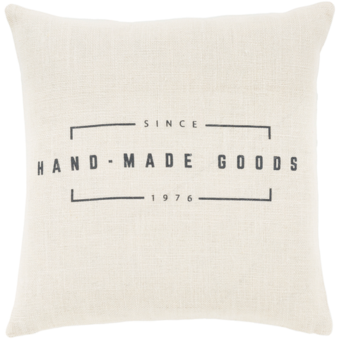 Handmade Goods Printed White Jute Pillow - Herringbone and Company