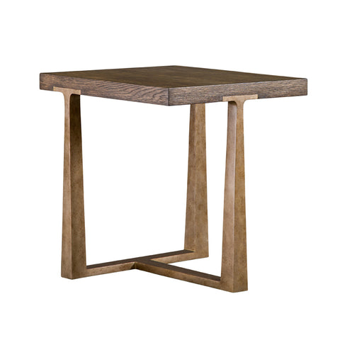 Del Ray Custom Oak and Bronze Side Table - Herringbone and Company