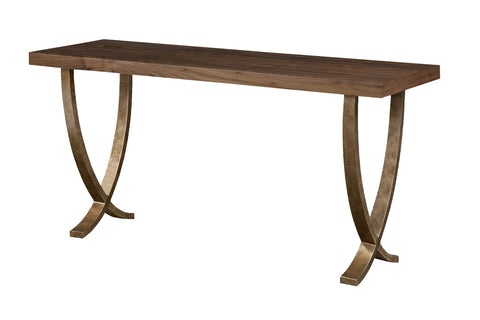 Zimma Walnut and Aged Bronze Console Table - Herringbone and Company