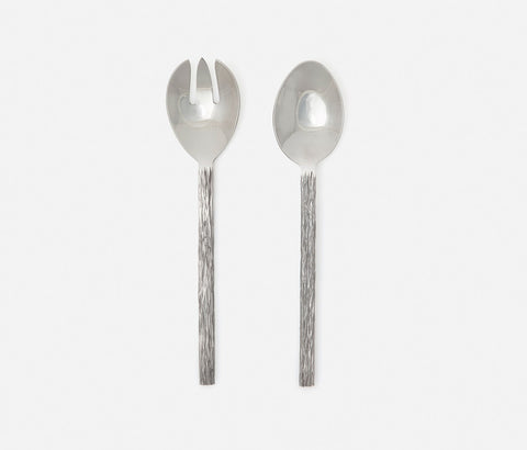 Hartson Silver Faux Bois 2-piece Serving Set - Herringbone and Company