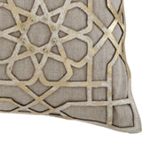 Cecilia Linen and Gold Laser Cut Leather Applique Pillow - Herringbone and Company