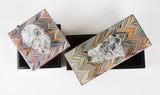 Chevron Patterned Lacquer Box with Decorative Stone - Herringbone and Company