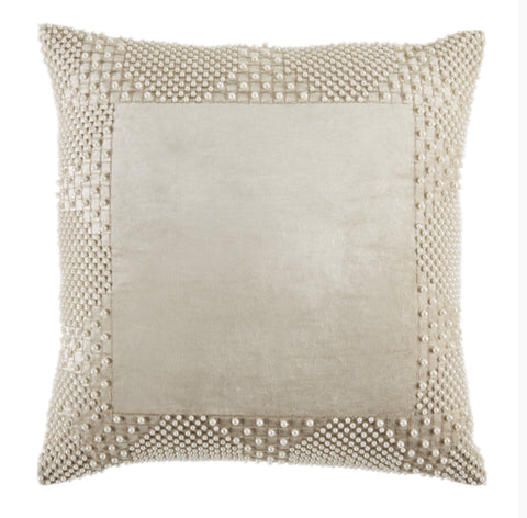 Chloe Velvet with Creme Pearl Edge 22x22 Pillow - Herringbone and Company