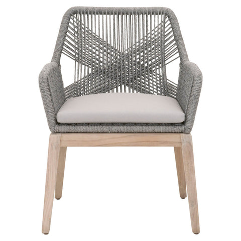 Lomis Smoke Grey Outdoor Rope Dining Arm Chair (SET OF 2) - Herringbone and Company
