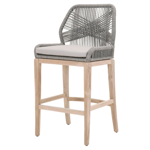 Lomis Smoke Grey Outdoor Rope Barstool - Herringbone and Company