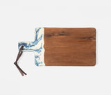 Augustine Blue Resin and Teak Wood Charcuterie Serving Boards