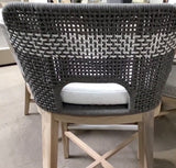 Taippe Grey with White Stripe Outdoor Rope Barstool