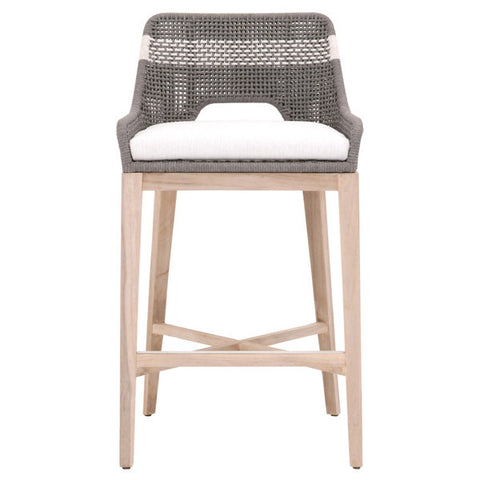 Taippe Grey with White Stripe Outdoor Rope Barstool