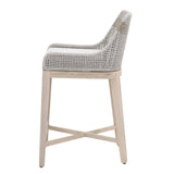Taippe Stone White with Taupe Stripe Outdoor Rope Counterstool