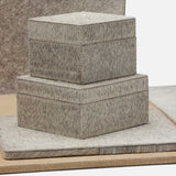 Hyde-Park Grey Calf Hair and Canvas Box SET OF 2
