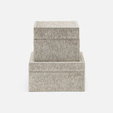 Hyde-Park Grey Calf Hair and Canvas Box SET OF 2