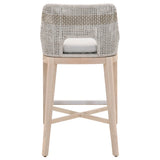 Taippe Stone White with Taupe Stripe Outdoor Rope Barstool