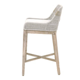 Taippe Stone White with Taupe Stripe Rope Barstool