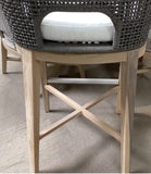 Taippe Grey with White Stripe Outdoor Rope Barstool
