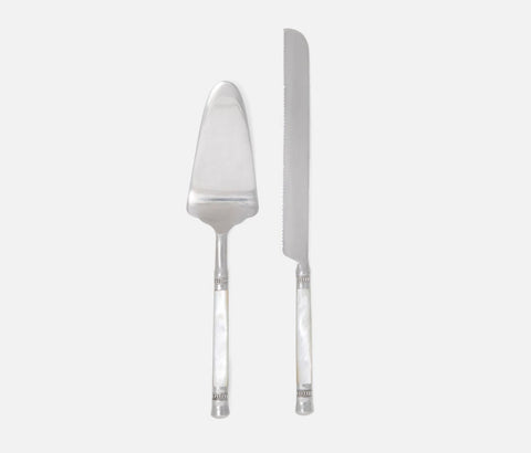 Sophia Mother of Pearl and Silver 2-Piece Cake Serving Set