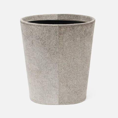 Hyde-Park Grey Calf Hair and Canvas Oval Trashcan