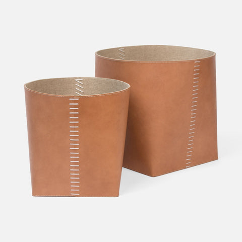 Stiched Leather Basket