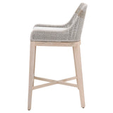 Taippe Stone White with Taupe Stripe Outdoor Rope Barstool
