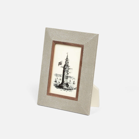 Faux Shagreen and Walnut Wood Frame
