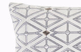 Creme Velvet with Navy and Silver Embroidery Lumbar Pillow - Herringbone and Company
