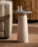 Edna Wood with Marble top Side Table