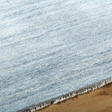 Epic Blue Striated Hand Knotted Wool Rug MULTIPLE SIZES AVAILABLE - Herringbone and Company