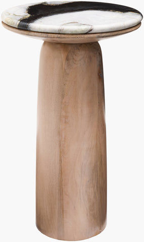 Edna Wood with Marble top Side Table