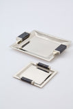 Capo Nickel Silver and Black Marble Serving Trays