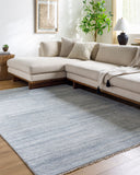 Epic Blue Striated Hand Knotted Wool Rug MULTIPLE SIZES AVAILABLE - Herringbone and Company