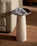 Edna Wood with Marble top Side Table