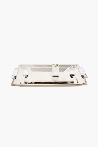 Capo Nickel Silver and White Marble Serving Trays