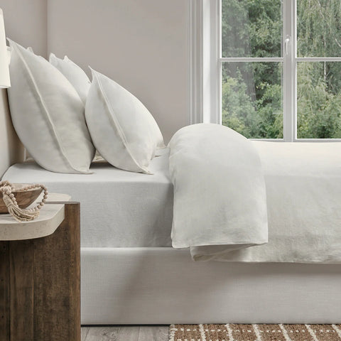 Beautiful washable white linen duvet bedding set