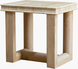 Madison Wood Base with Tan Marble top Side Table