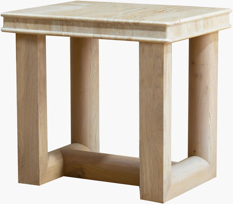 Madison Wood Base with Tan Marble top Side Table