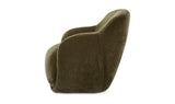 Club chair with curves and velvet fabric green