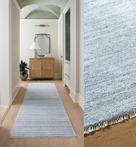 Epic Blue Striated Hand Knotted Wool Rug MULTIPLE SIZES AVAILABLE - Herringbone and Company