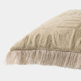 Hand beading and fringe on throw pillow 