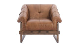 Bella Classic Tobacco Leather Strap and Buckle Lounge Chair
