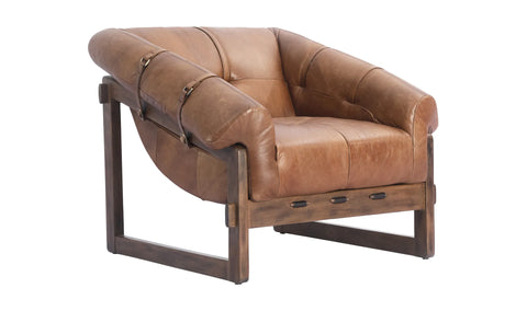 tobacco leather chair Four Hands Emmett Sling With influence from vintage design Tobacco Brown Color for Refinishing