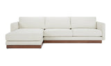 Verna Wood Plinth Base Cream LEFT Chaise Sectional Sofa