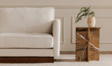 Verna Wood Plinth Base Cream LEFT Chaise Sectional Sofa