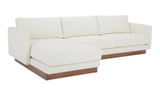 Verna Wood Plinth Base Cream LEFT Chaise Sectional Sofa